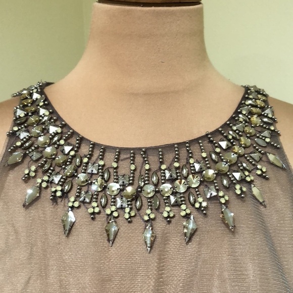 NWT Kasey J Dusty Purple Sequin High Mesh Illusion Rhinestone Neck Gown Size 12 - Picture 2 of 11